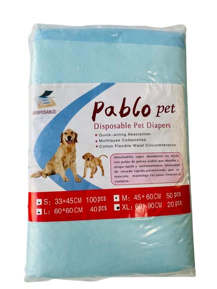 Dog Training Pads with Quick Drying Surface and Absorbent Core (20 Pack, 60x90 CM) - Pablo Pet Paws | Purr - fect Paws Store